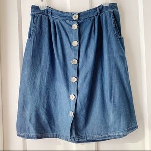 Hanna Midi Chambray Skirt Front Buttons